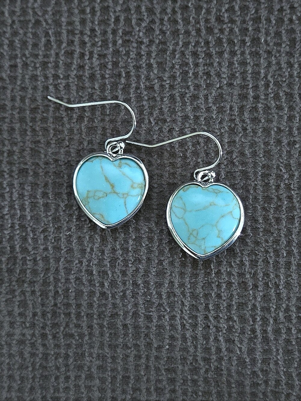 Iris & Lily Turquoise Heart🩵 with Copper Veins Drop⬇️ Earrings - Picture 5 of 13
